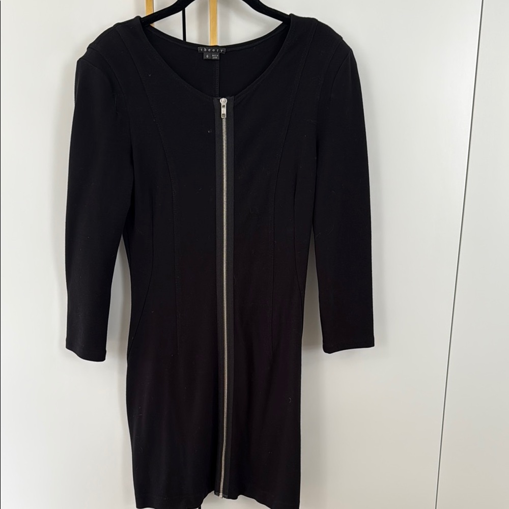 Theory- Elegant Black Zip-Up Dress